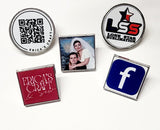 Custom Lapel Pin Personalized 1", Religious Pin, photo pin, QR code pin.