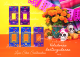 Dia de Muertos, Etiquetas velas rectangulares, PNG, candles for day of the dead