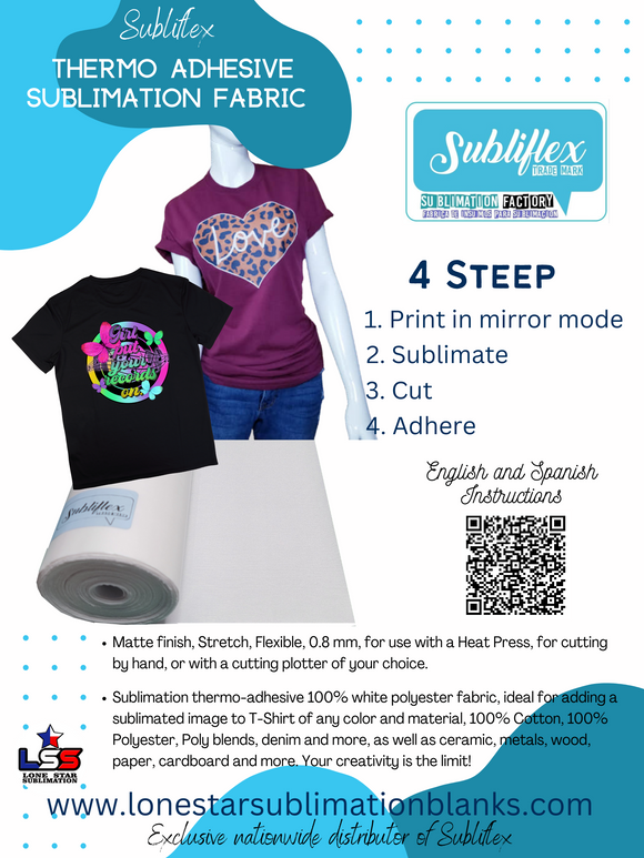 Subliflex Termo-adhesive sublimation fabric 8.5'' x 11'' (5 Pack) - cotton sublimation