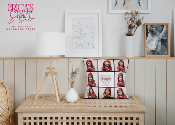 9 Panel Photo Pillow, Picture Pillow, Keepsake, Personalized Pillow