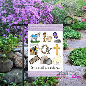 Lent Garden Flag / Let me tell you a story / Purple Lent Flag, House Banner, Lenten Season Garden Flag/Banner, Catholic Lenten Season, Ash Wednesday, Calvary - Garden & House Banner