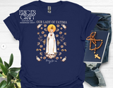 Playera Virgen de Fatima con flores cafe