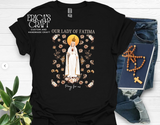 Playera Virgen de Fatima con flores cafe
