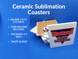 Ceramic sublimation coasters, cork backing included, single side printing, ceramic coaster for drinks, custom picture or logo ceramic coasters.