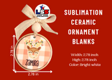 Sublimation Ceramic Ornament Blanks, Round 2.78 in for sublimation, double side.