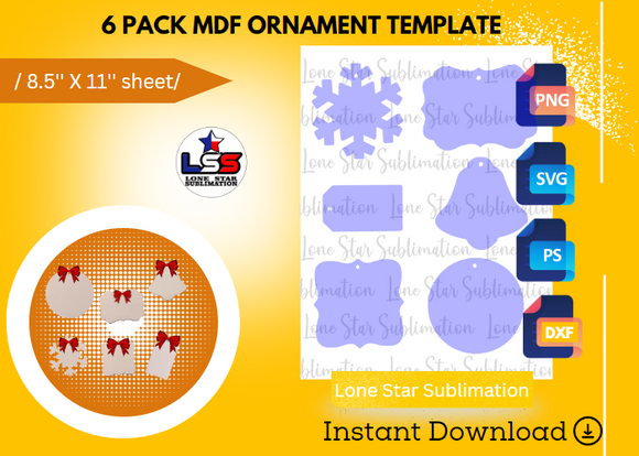 6 PACK MDF ORNAMENT TEMPLATE