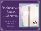 Sublimation Blank Notebook / Wide Rule / 10.5 in x 8 in / 70 Sheets