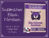 Sublimation Blank Notebook / College Rule / 10.5 in x 8 in / 70 Sheets