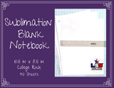 Sublimation Blank Notebook / College Rule / 10.5 in x 8 in / 70 Sheets