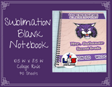 Sublimation Blank Notebook / College Rule / 10.5 in x 8 in / 70 Sheets