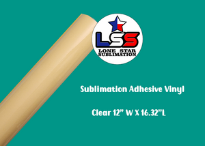 Sublimation Adhesive Vinyl Clear 12''W X 16.32''L