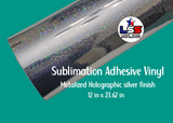 Sublimation Adhesive Vinyl Metalized Holographic Silver Finish 12''W X 23.62''L