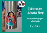 Sublimation Adhesive Vinyl Metalized Holographic Silver Finish 12''W X 23.62''L