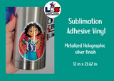 Sublimation Adhesive Vinyl Metalized Holographic Silver Finish 12''W X 23.62''L