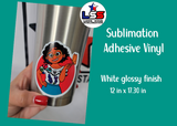 Sublimation Adhesive Vinyl White Glossy 12"W X 16.32"L